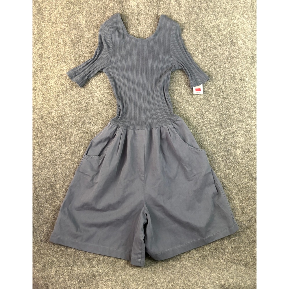 NWT Nina Piccalino Gray‎ Ribbed Wide Leg Romper Jumpsuit USA Size 8
